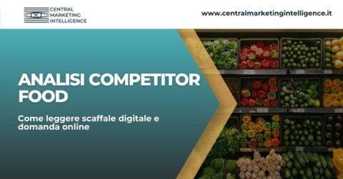 Scaffale food con prodotti freschi usato per rappresentare un'analisi competitor food tra canali e domanda online.   Titolo immagine: Analisi competitor food e scaffale digitale