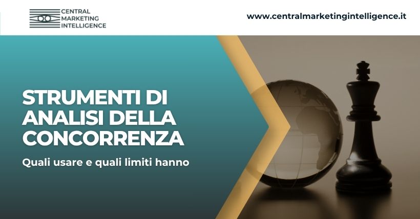 Copertina dell’articolo sugli strumenti di analisi della concorrenza, con grafica CMI, globo e pezzo degli scacchi.