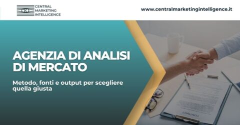 Copertina dell’articolo Agenzia di analisi di mercato con stretta di mano, contratto e branding Central Marketing Intelligence.