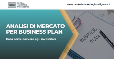 Copertina dell’articolo Analisi di mercato per business plan con documento business plan, grafici e branding Central Marketing Intelligence.